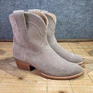 Tecovas The LUCY Women's 7.5B Cowgirl Bootie Suede Leather Granite Gray Western